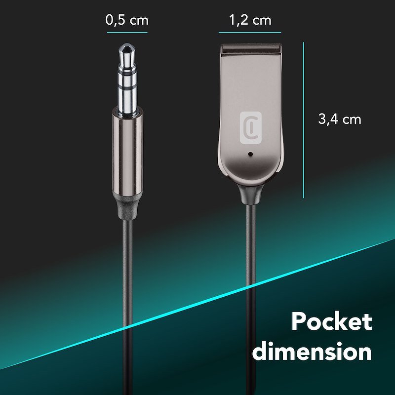 Cellularline Cavo Ricevitore Bluetooth Jack 3.5 e USB-A