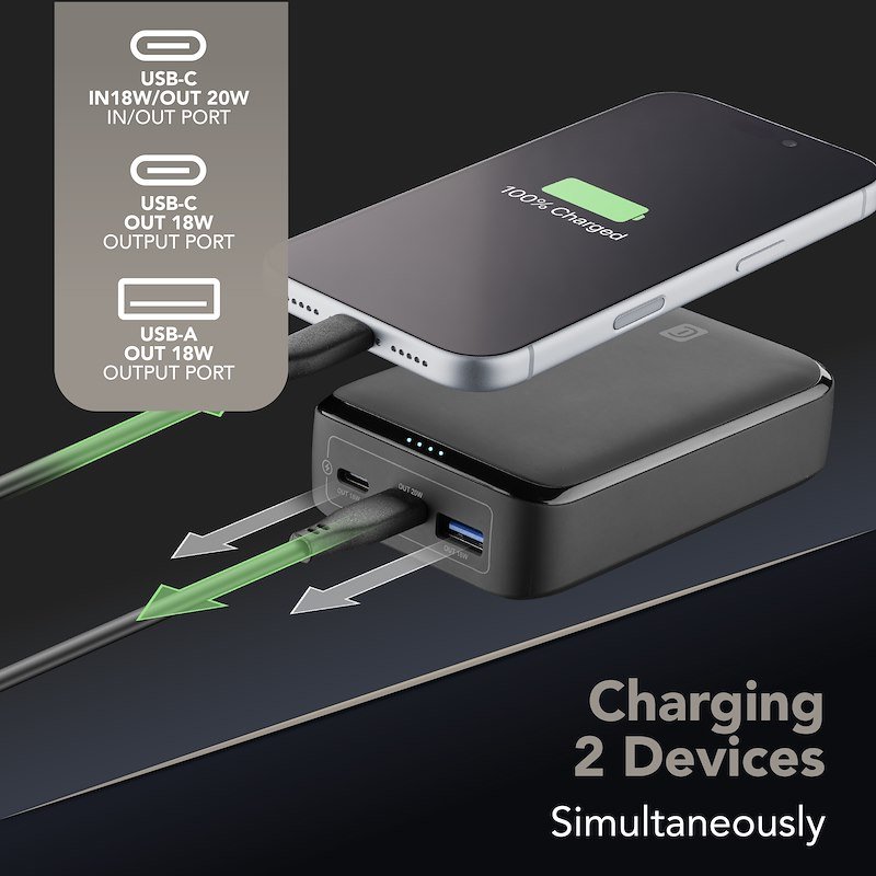Cellularline PowerBank 3 porte USB-C/USB-A 20W Essence Promo 20.000 Nero