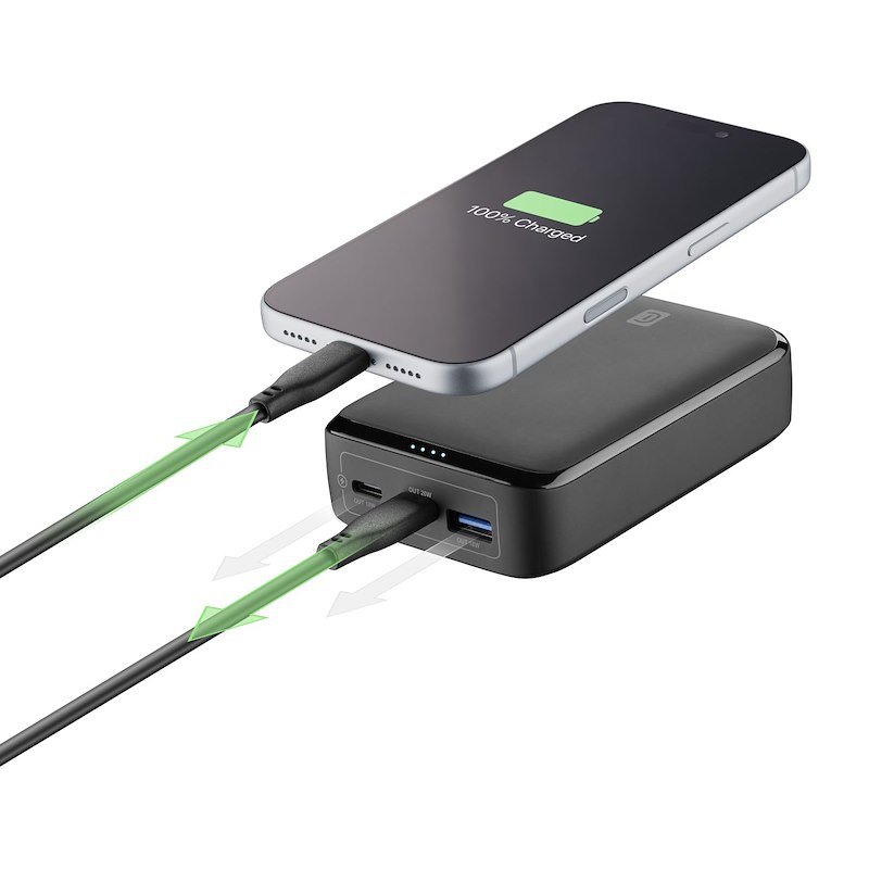 Cellularline PowerBank 3 porte USB-C/USB-A 20W Essence Promo 20.000 Nero