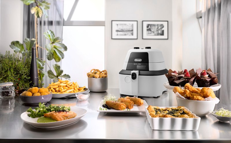 DeLonghi IdealFry Hot air fryer Singolo Nero, Bianco Indipendente 1400 W