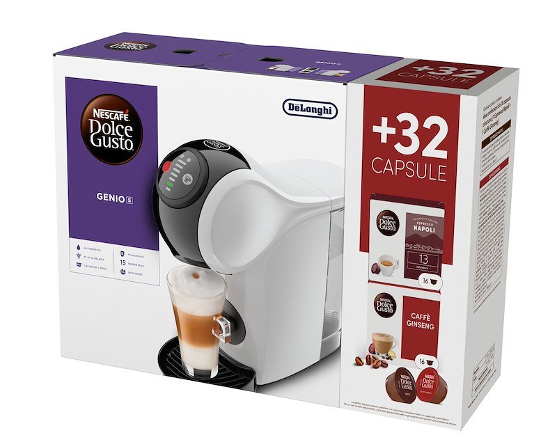De'longhi Macchina per caffè in capsule Nescafé Dolce Gusto EDG226.W Bundle 32 capsule (16 Napoli, 16 Ginseng).