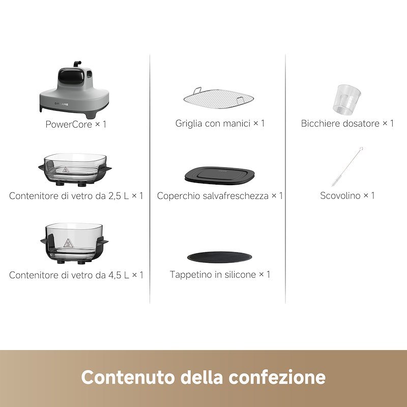 Dreame Friggitrice ad Aria Tasti in vetro 5 in 1 Drefryertp60-gy Grigio