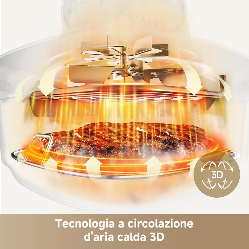 Dreame Friggitrice ad Aria Tasti in vetro 5 in 1 Drefryertp60-gy Grigio