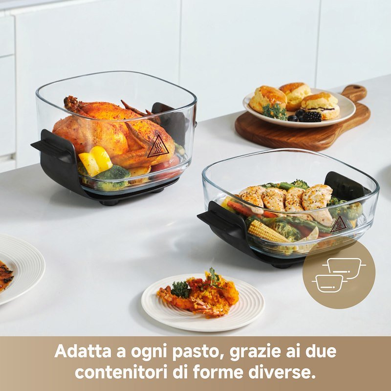 Dreame Friggitrice ad Aria Tasti in vetro 5 in 1 Drefryertp60-gy Grigio