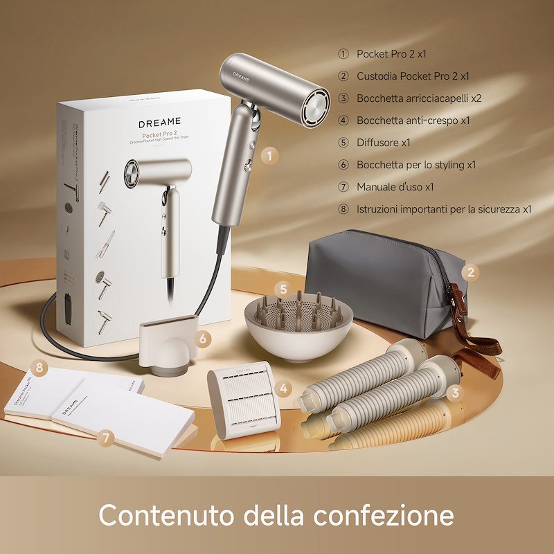 Dreame Asciugacapelli Pocket Pro 2 HAIR DRYER - GOLD