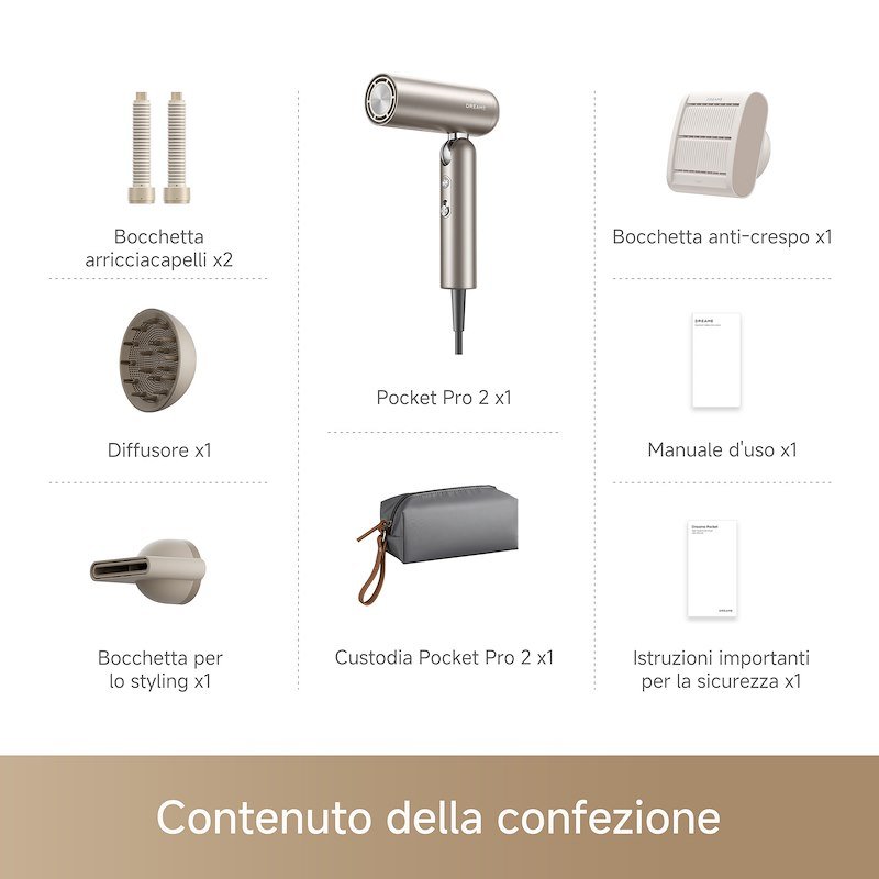 Dreame Asciugacapelli Pocket Pro 2 HAIR DRYER - GOLD