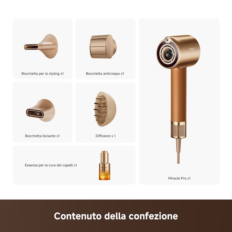 Dreame Asciugacapelli Miracle Pro Portatile Dremiraclepro Oro