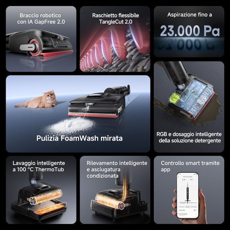 Dreame Aspirapolvere lavapavimenti H15 ProVIM Foam Wash Nero