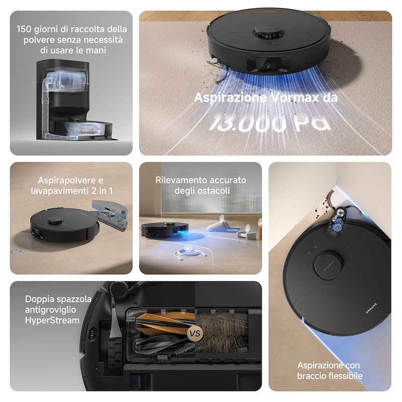 Dreame Robot Aspirapolvere lavapavimenti D20VIM Pro Plus Drevimd20pp-bk Nero