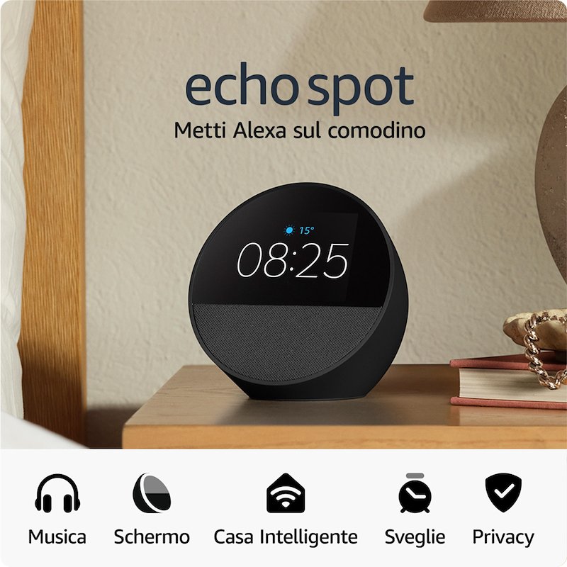 Amazon Echo Spot (Modello 2024) B0C2S2J7JP Nero