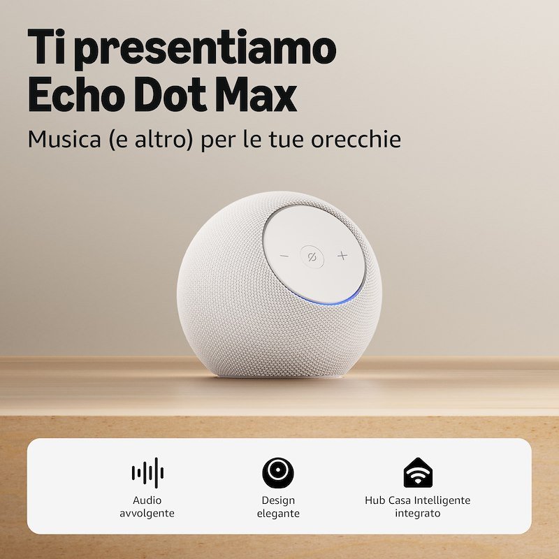 Amazon Speaker Echo Dot Max (2025 Release) Glacier White