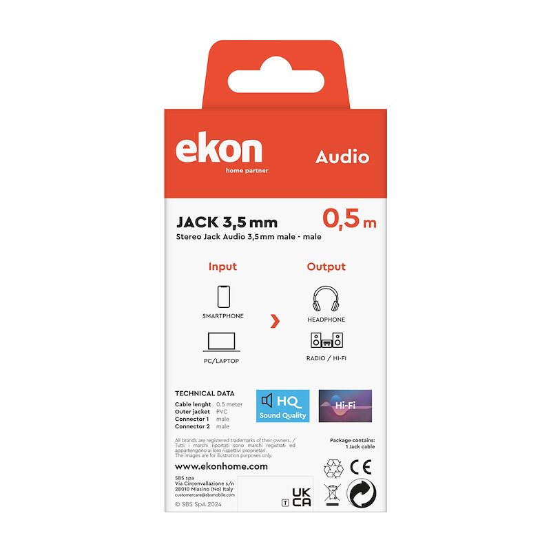 Sbs Spa Cavo audio Ecajack05mmk