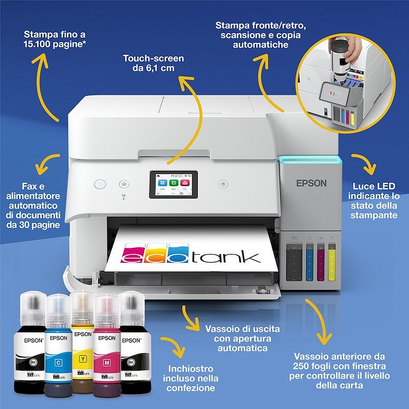 Epson Stampante Inkjet Multifunzione A4 EcoTank Et-4956