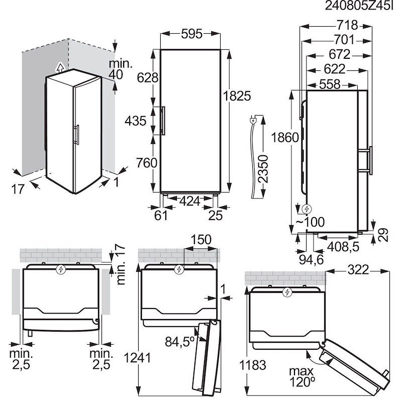 Electrolux Congelatore Verticale Lut6ne28u 280L Inox