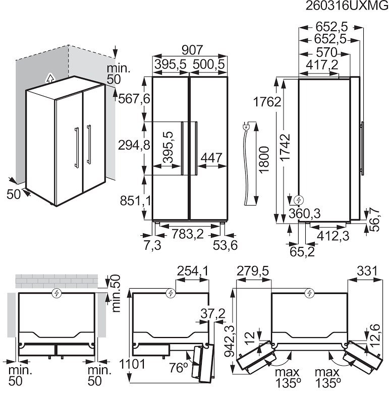 Electrolux Frigorifero Americano Eat6me53u0