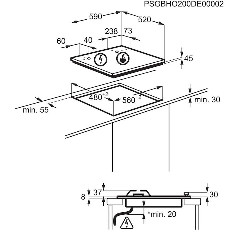 Electrolux Piano Cottura gas da Incasso Egg64272w Serie 600 Bianco