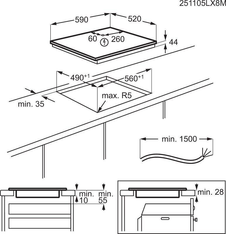 Electrolux Piano cottura ad induzione Matt Serie 600 Bridge 60cm Eiv63443ct