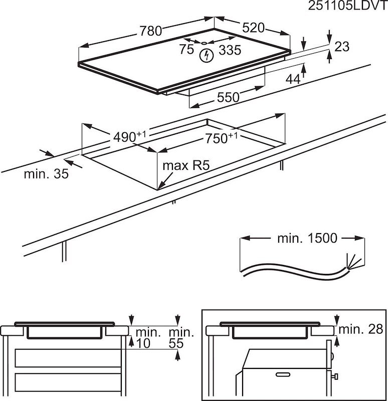 Electrolux Piano cottura ad induzione Eiv83443ct Nero Opaco