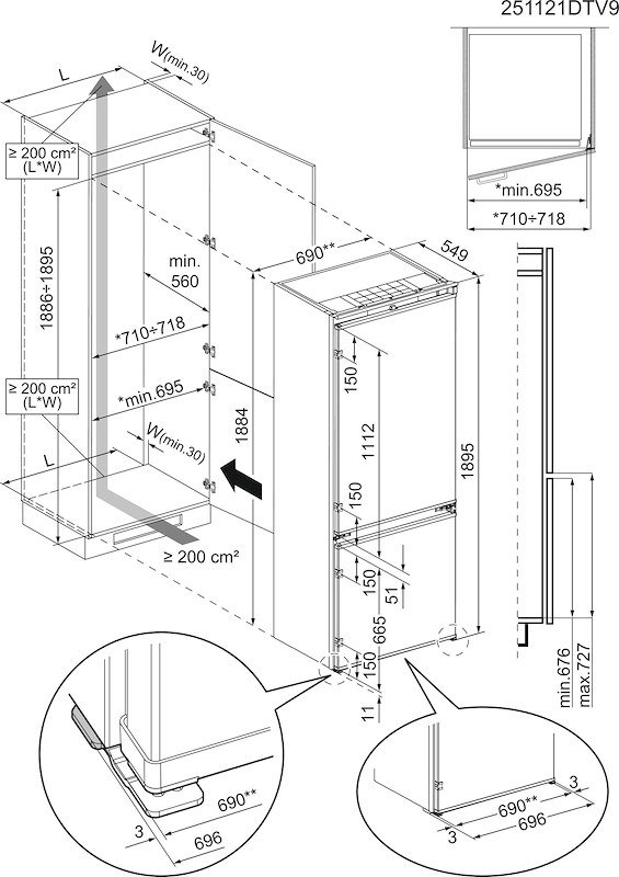 Electrolux Frigorifero combinato incasso Ena7te75s