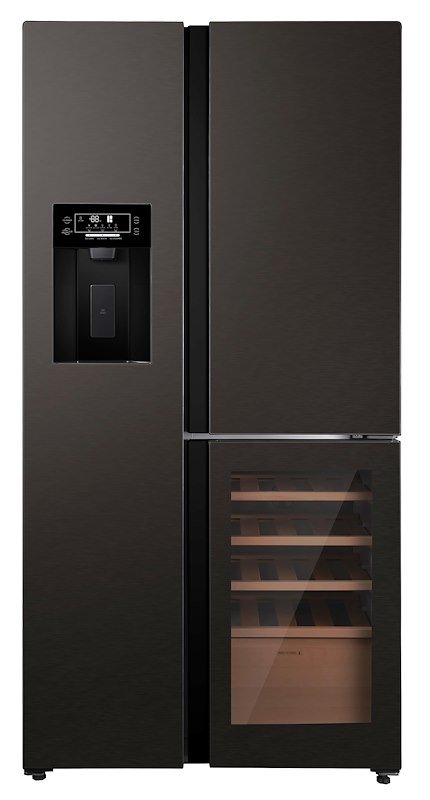 Grf Frigorifero  3 porte + cantinetta T91831win2bg vetro nero