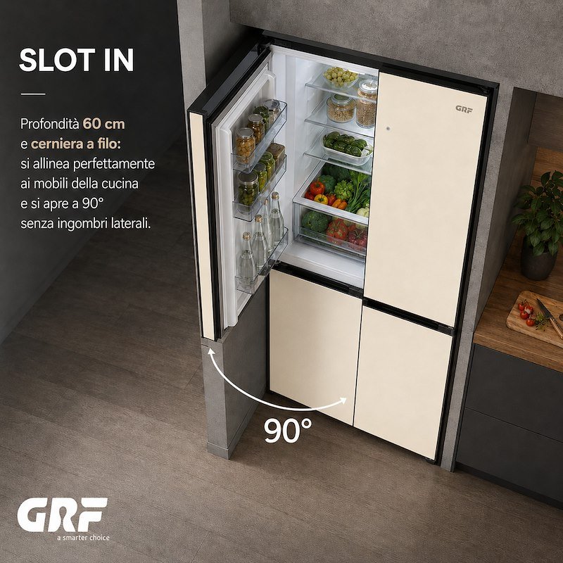GRF Frigorifero Combinato 4 porte Sf9160931cg 521L Champagne Glass
