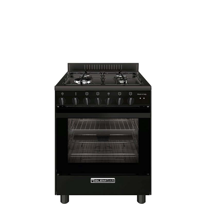 Glem Gas Cucina Piano Gas Forno Elettrico SA66TMBK Nero Carbone