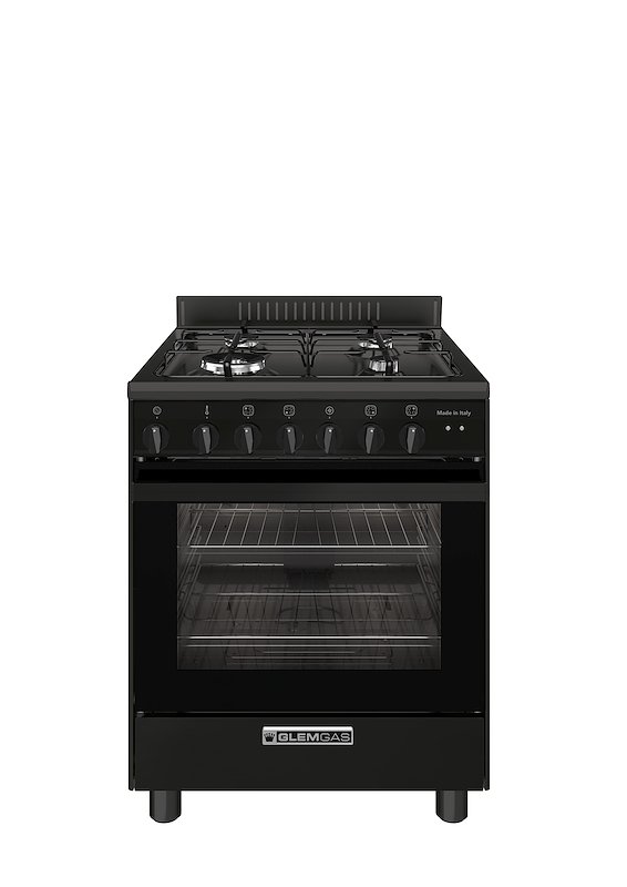 Glem Gas Cucina Piano Gas Forno Elettrico SA66TMBK Nero Carbone
