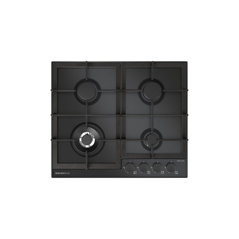 Glem Gas piano cottura a gas Gtp64thbk Nero opaco