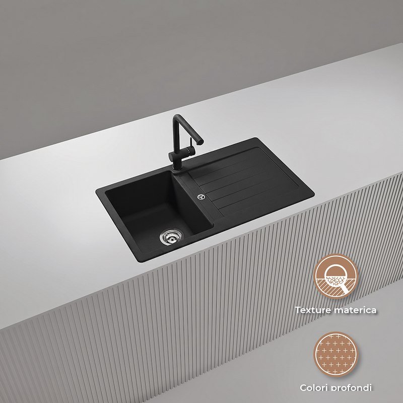 Glem Gas Lavello Glu861bk Nero Assoluto