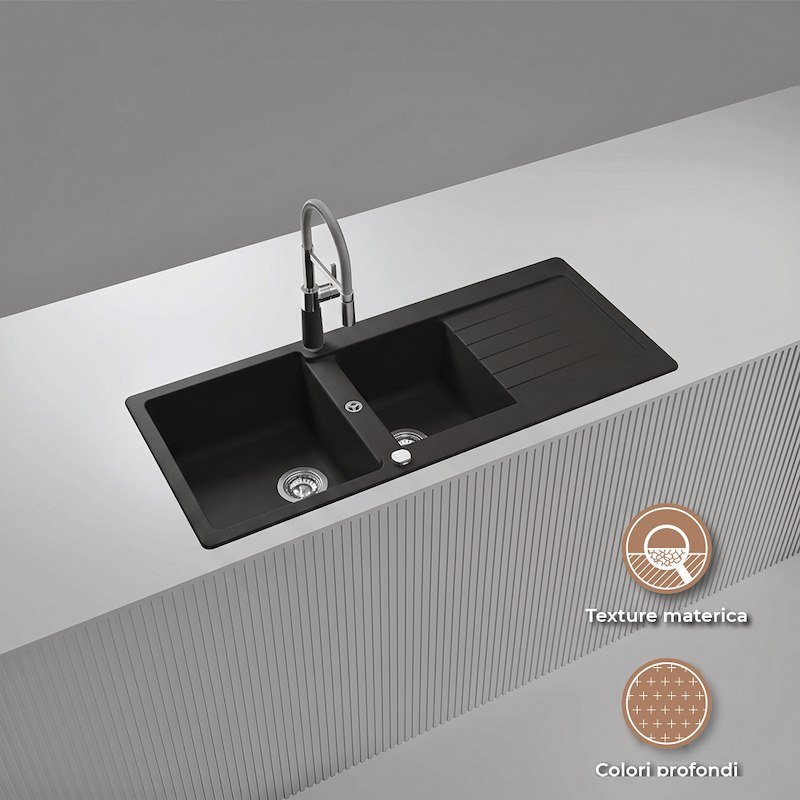 Glem Gas Lavello Glu162bk Nero Assoluto