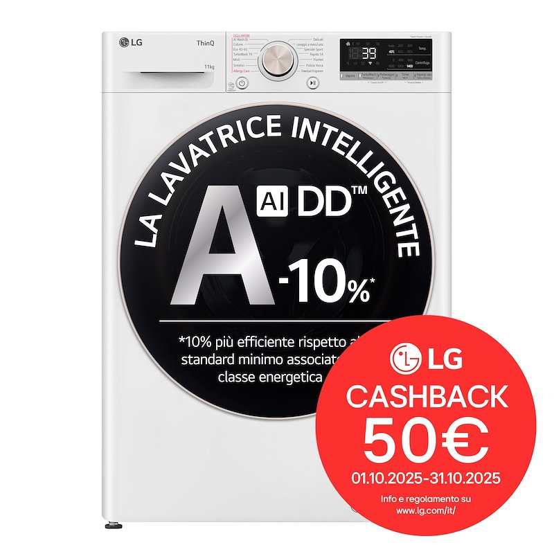 LG Lavatrice 11 Kg AI DD F4r7011tswg Bianco