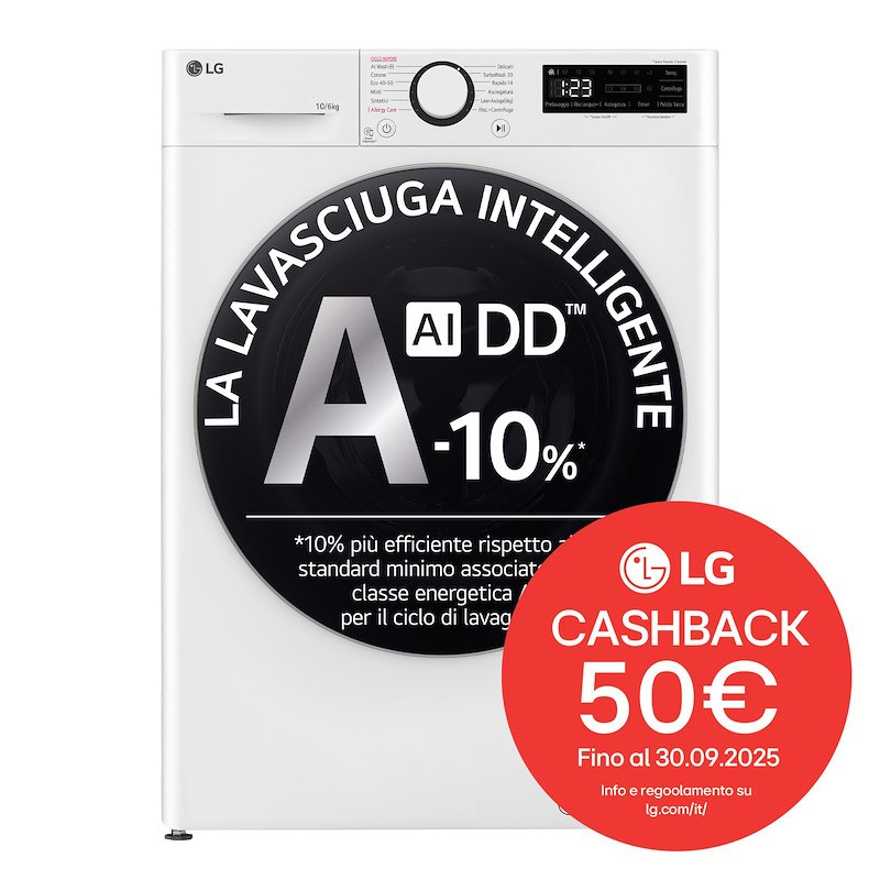 LG Lavasciuga 10/6 Kg AI DD D4r5010tsws Bianco