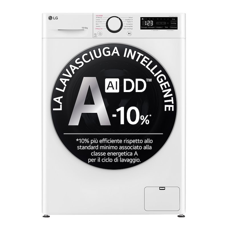 LG Lavasciuga 10/6 Kg AI DD D4r5010tsws Bianco