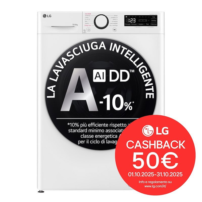 LG Lavasciuga 10/6 Kg AI DD D4r5010tsws Bianco