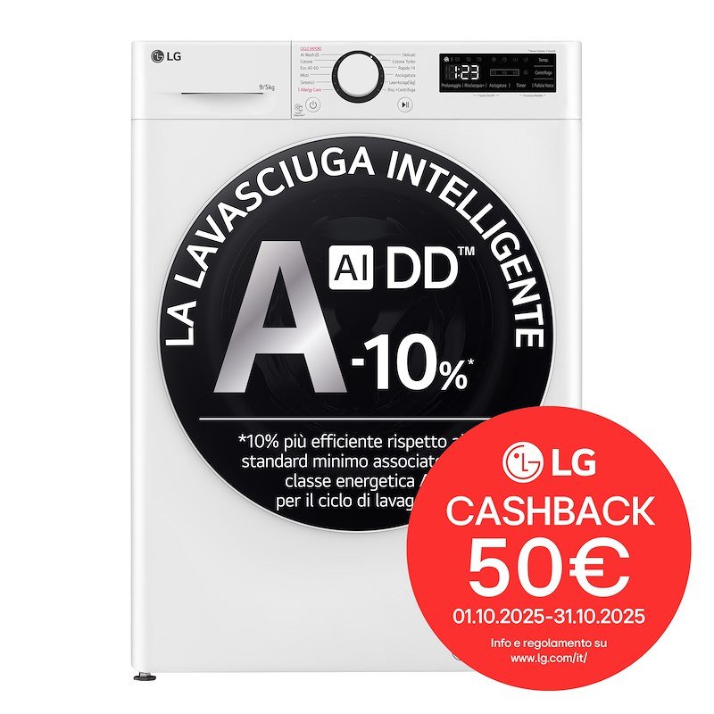 Lg Lavasciuga 9/5 Kg AI DD D2R5S09TSWW  Bianco