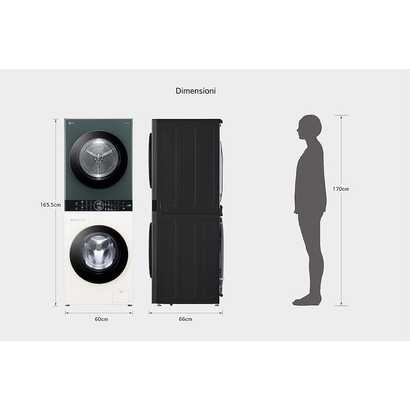 Lg Lavasciuga WASHTOWER WT1210EGF 12/10 Kg Beige Green