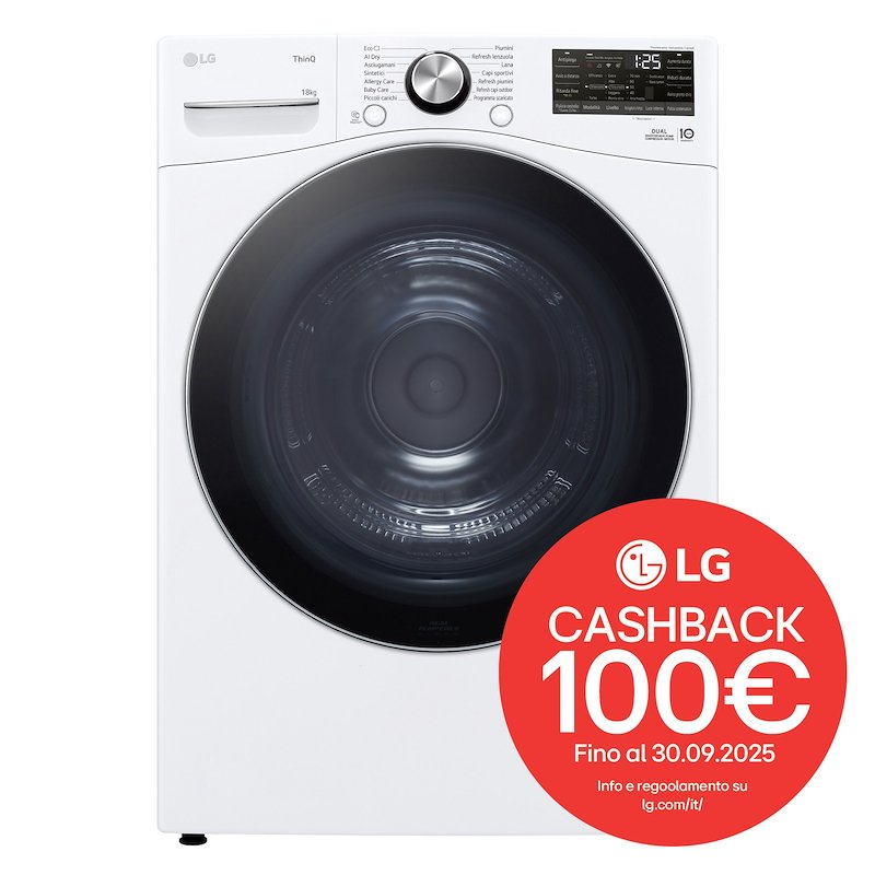 Lg Asciugatrice a Pompa di Calore 18 Kg Rh18u8avcw Bianco
