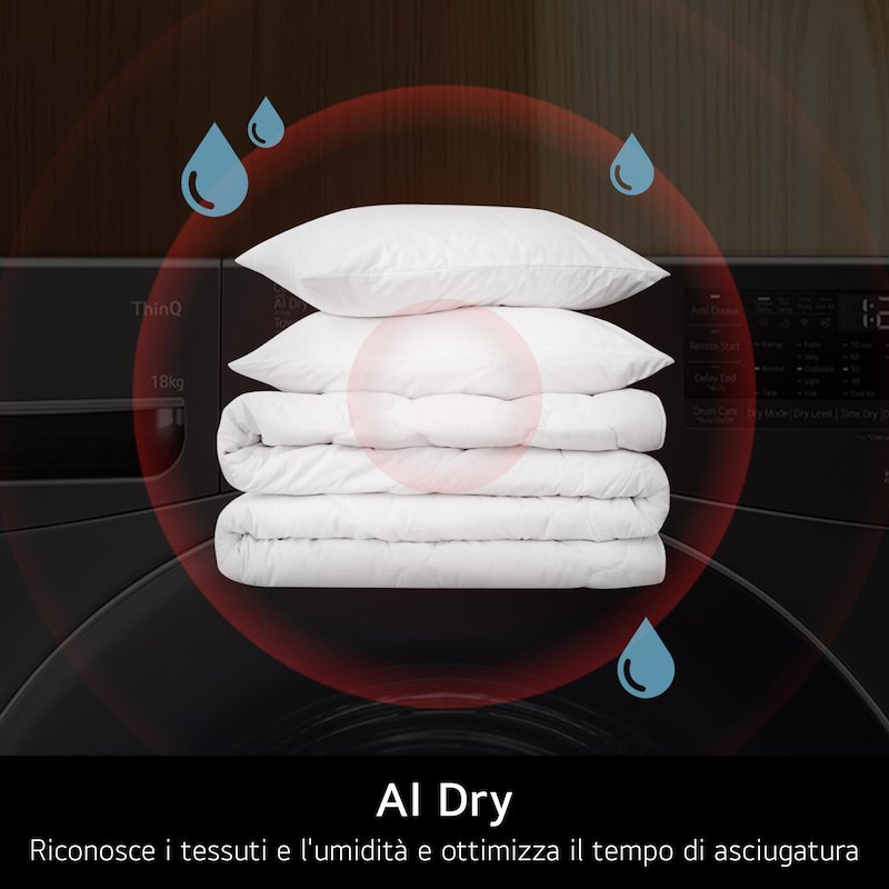 Lg Asciugatrice a Pompa di Calore 18 Kg Rh18u8avcw Bianco