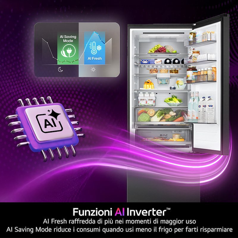 Lg Frigorifero Combinato 465L Gbbw726aev Nero
