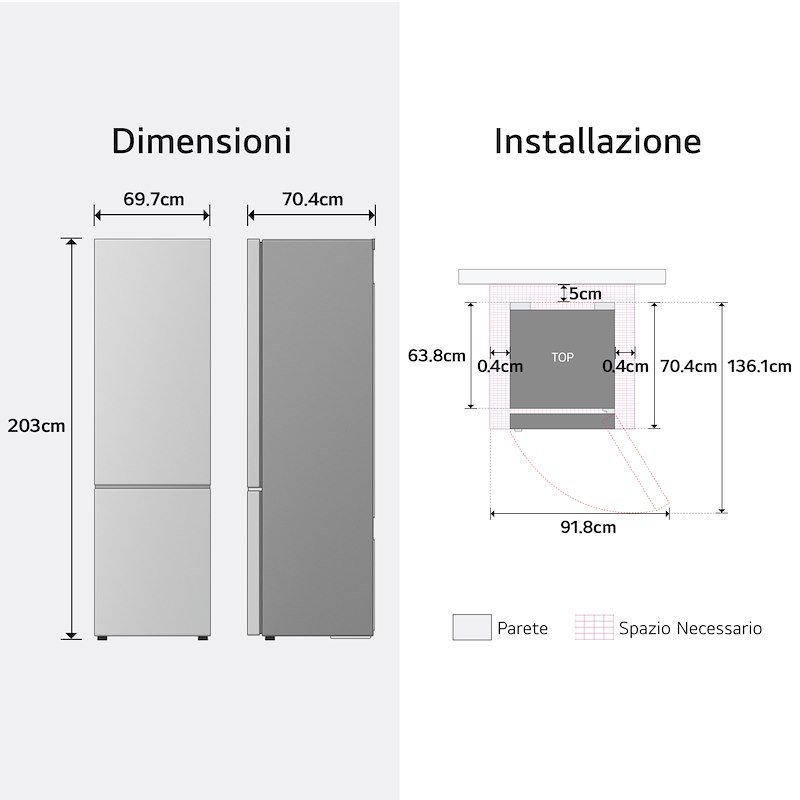 Lg Frigorifero Combinato 465L Gbbw726aev Nero