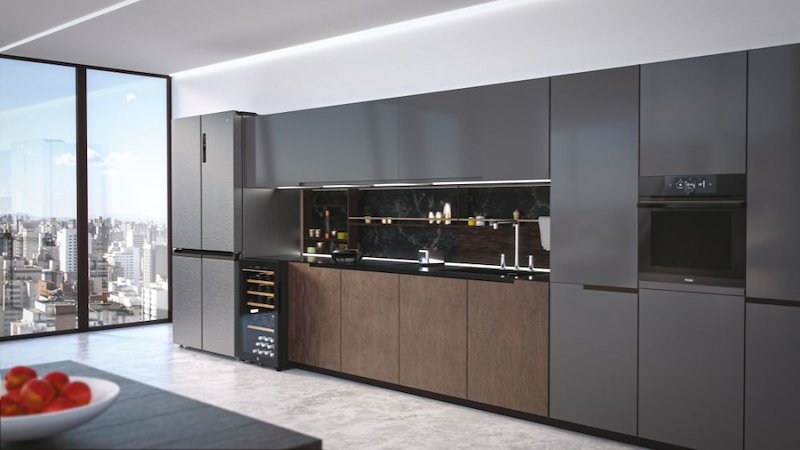 Haier Frigorifero Americano HCR5919ENMP Platino, Acciaio inossidabile