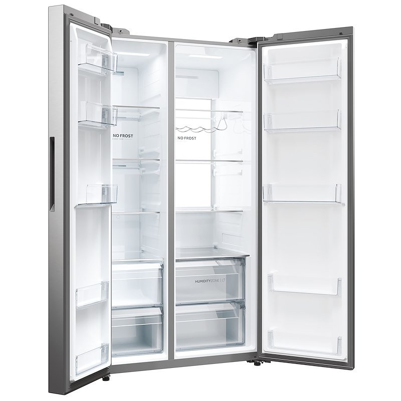 Haier -Frigorifero Side by Side HSW79F18ANMM Platino, Acciaio inox