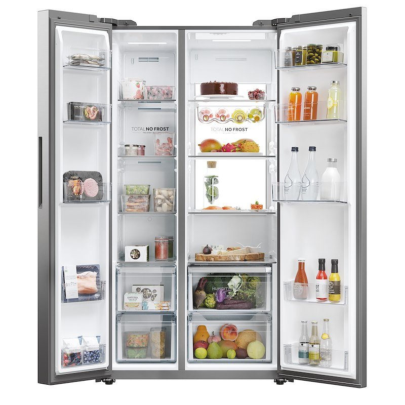 Haier -Frigorifero Side by Side HSW79F18ANMM Platino, Acciaio inox