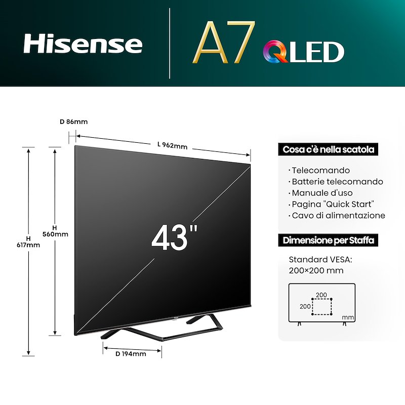 Hisense TV QLED 43" 43A79NQ
