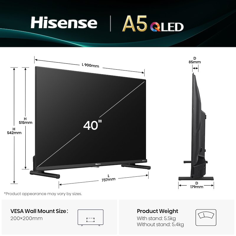 Hisense TV QLED 40" 40a59q Nero