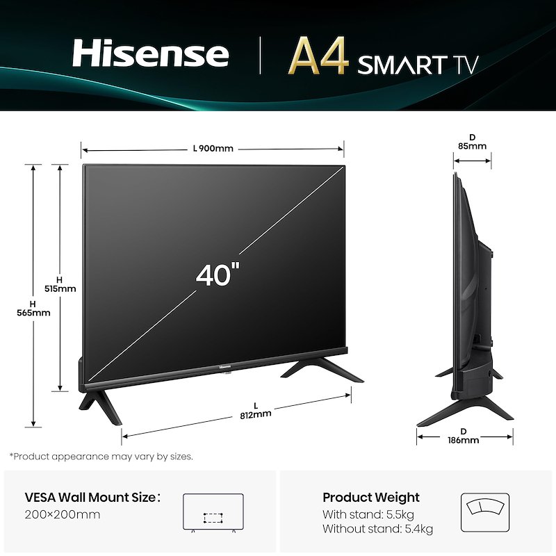 Hisense Tv 40" 40a49q nero