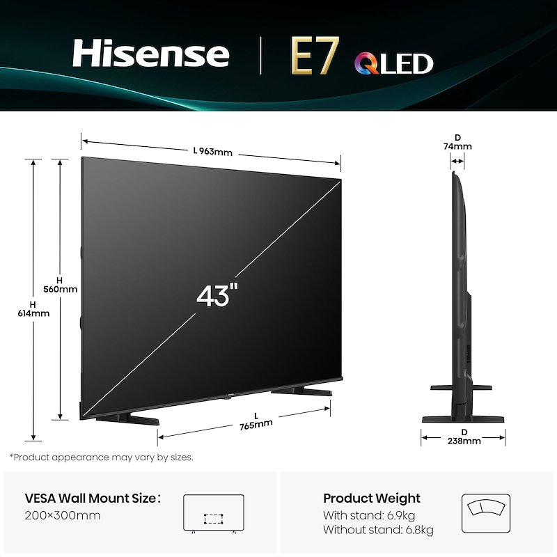 Hisense TV QLED 43" 43e79q nero