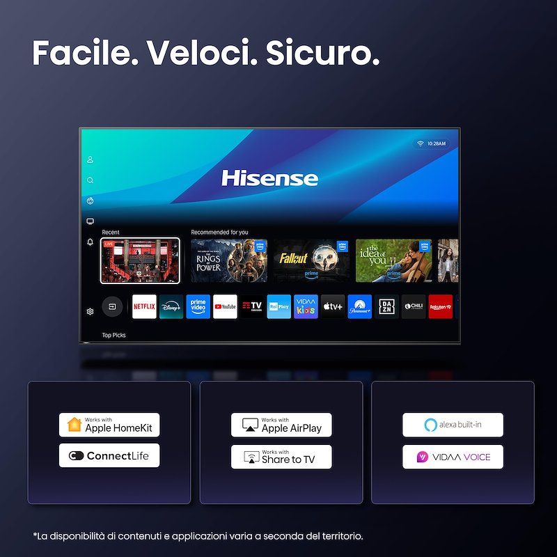 Hisense TV MINI LED 85" 85u8q Metallo - Grigio Carbone