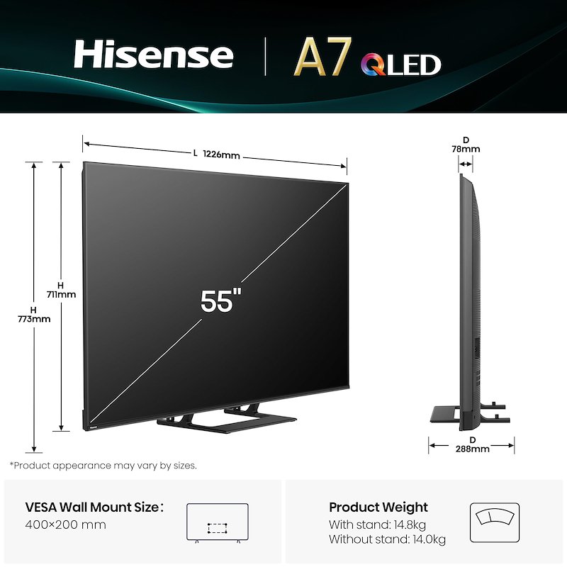 Hisense TV QLED 55" 55a79q nero