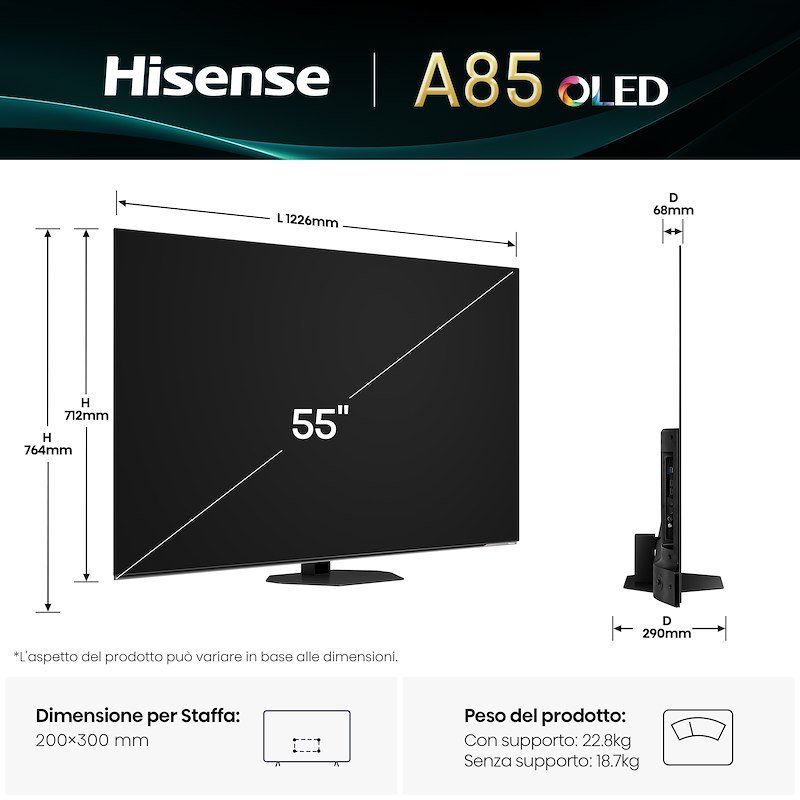 Hisense TV OLED 55" 55a86q Nero